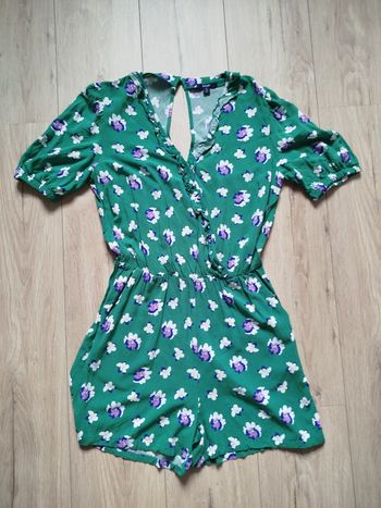 Combishort vert imprimé fleuri 36