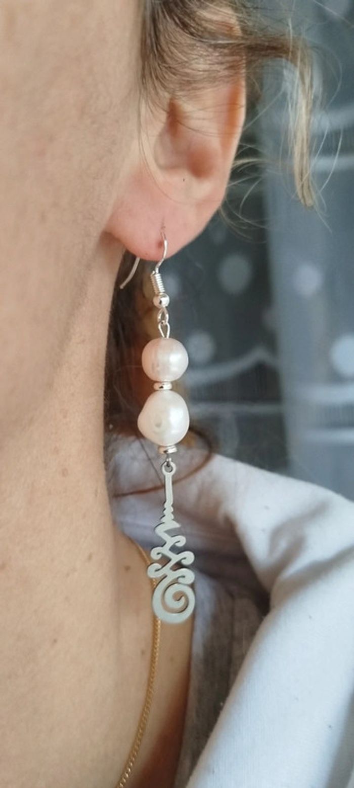 Boucles d'oreilles p/Argent Nacre Naturel - photo numéro 3