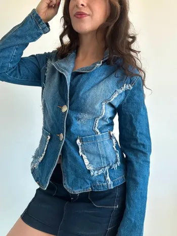 Veste en jean cintrée Y2K vintage années 2000 taille S