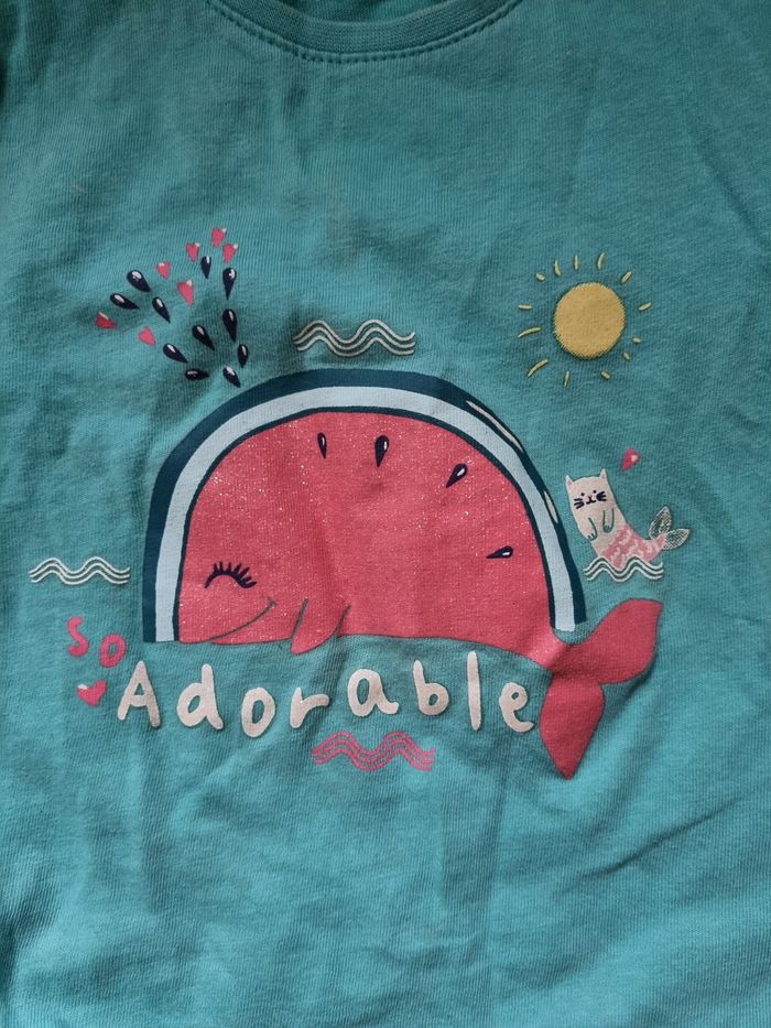 T-shirt turquoise imprimé 92cm - photo numéro 2