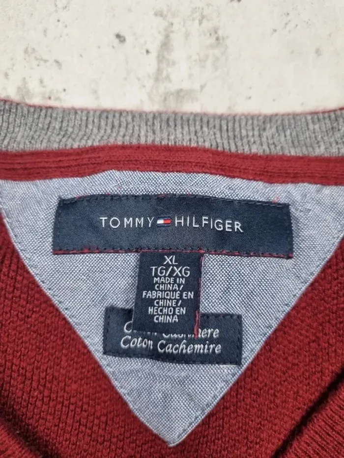 Pull col V Tommy Hilfiger cachemire rouge, XL Hommes - photo numéro 6