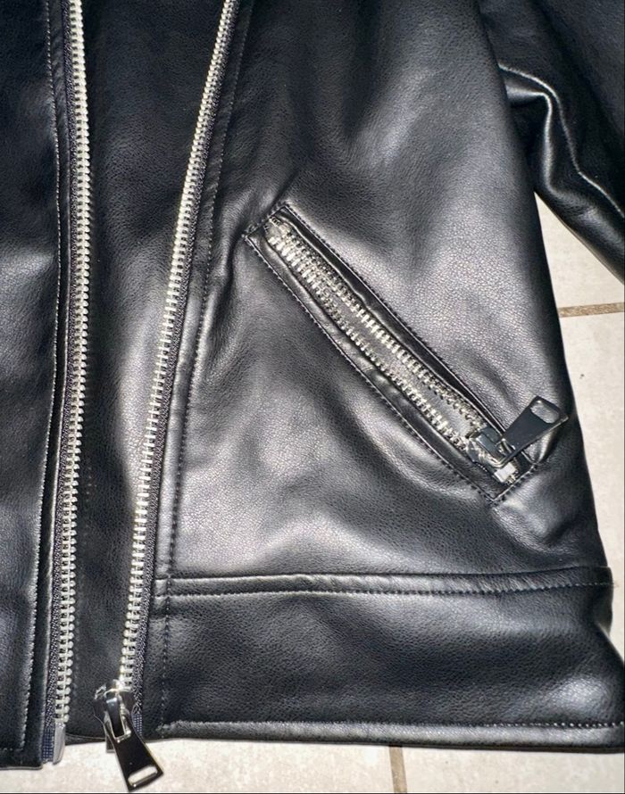 Perfecto noir en simili cuir - Veste motard intemporelle - Taille S - photo numéro 2