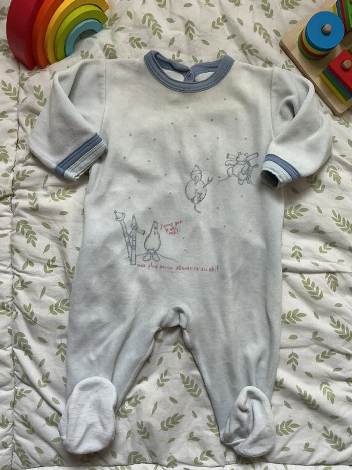 pyjama grenouillère en velours bleu 6 mois petit bateau - photo numéro 3