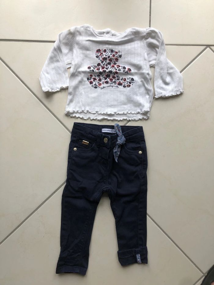 Ensemble pantalon + t-shirt manches longues 12 mois