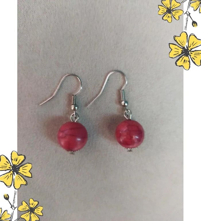 Boucles d’oreilles perle rose – Élégance simple sur crochet - photo numéro 3