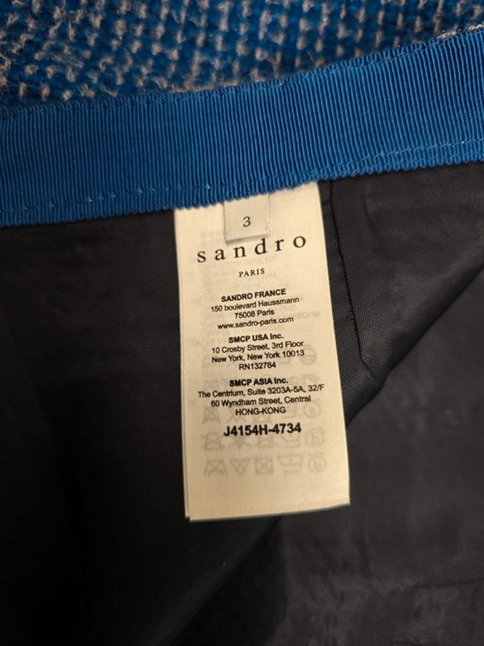Jupe Sandro bleue tweed chic taille 40 L élégante tendance - photo numéro 4