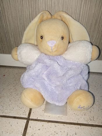 Doudou boule lapin kaloo mauve, blanc, beige