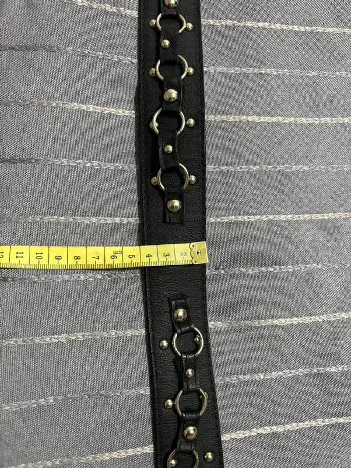 Superbe ceinture noire gothique/rock avec clous et anneaux et clous 90 cm neuve - photo numéro 7