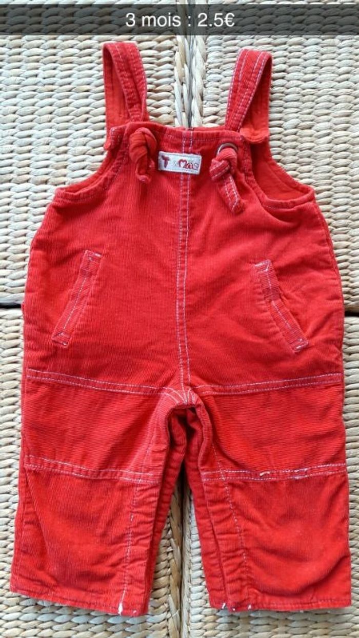 Salopette rouge velours 3 mois