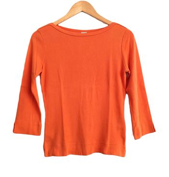 T shirt orange manches 3/4. Camaieu. Taille 1 / 36 / 38