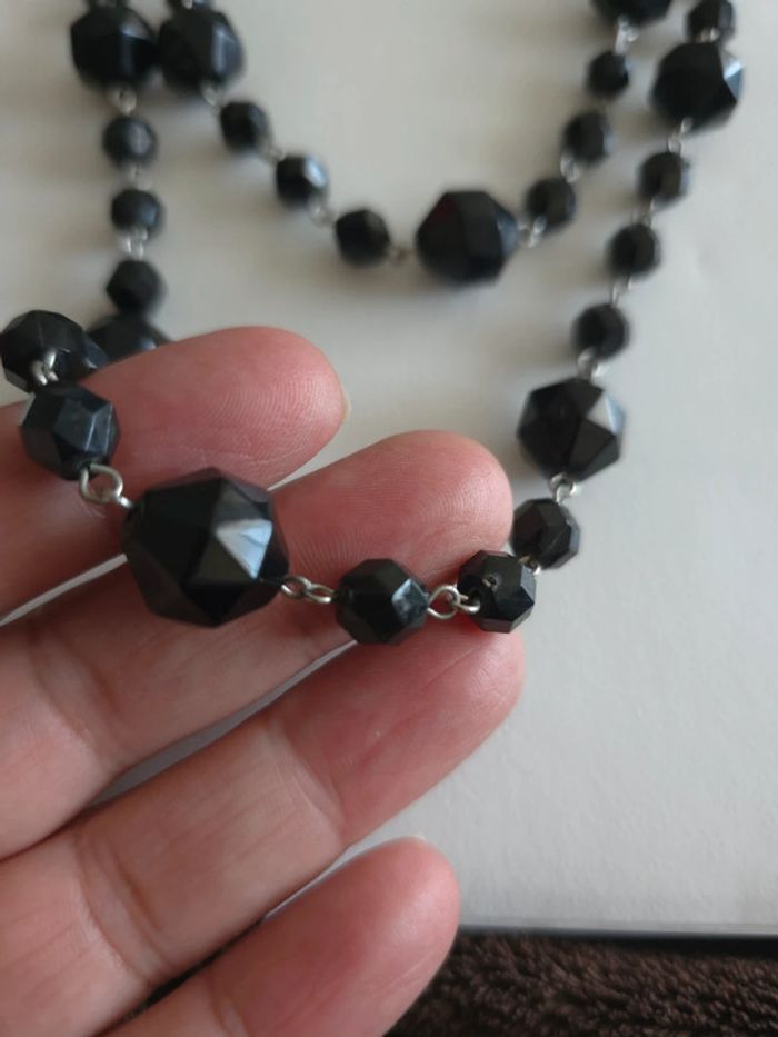 Collier sautoir long perles noir - photo numéro 2