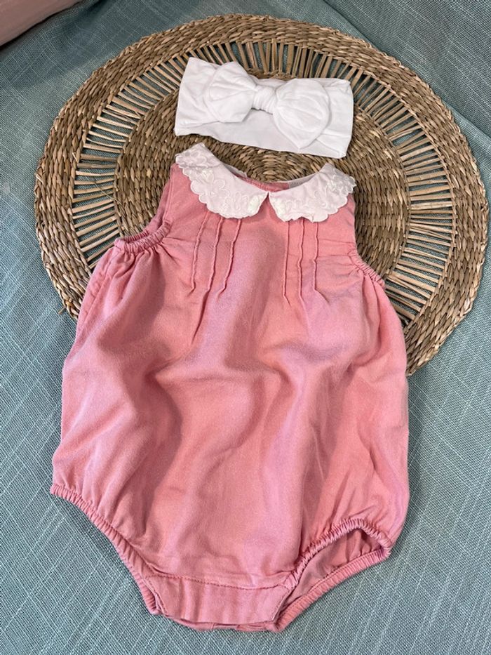 Barboteuse et bandeau taille 3 mois