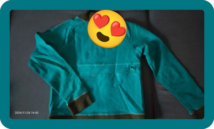 Sweat zip femme puma, tailles S, turquoise, très bon état - photo numéro 3