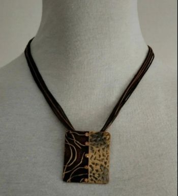 Collier fantaisie marron et doré 25cm