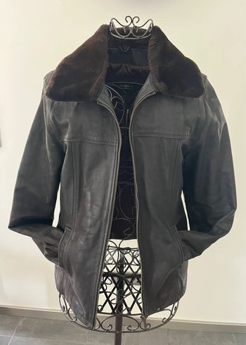 Veste manteau en cuir marron foncée Oakwood taille M