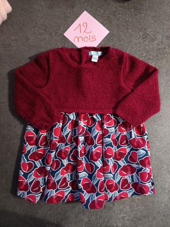 Robe bi matière bordeau 12 mois