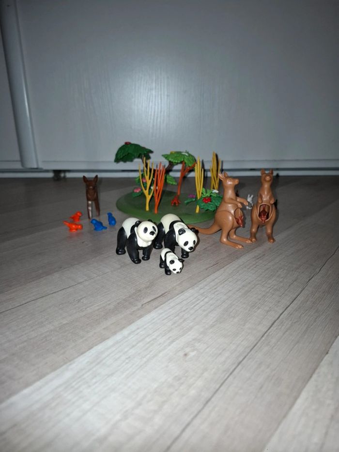 Playmobil panda et kangourou avec leurs petits