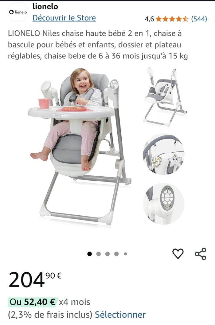 Chaise haute balancoire - photo numéro 2