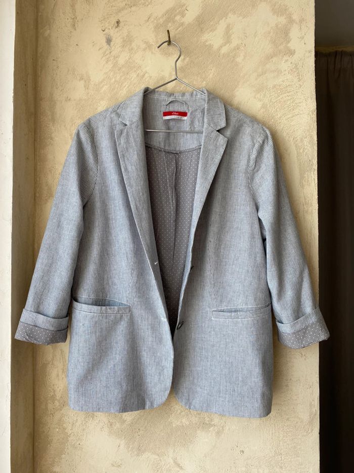 Blazer rayé gris et blanc S.Oliver XL