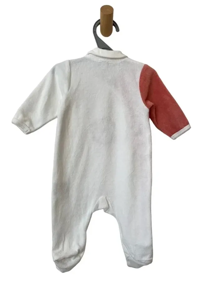 Joli pyjama velours blanc et rose “love” avec col - 3 mois - photo numéro 3