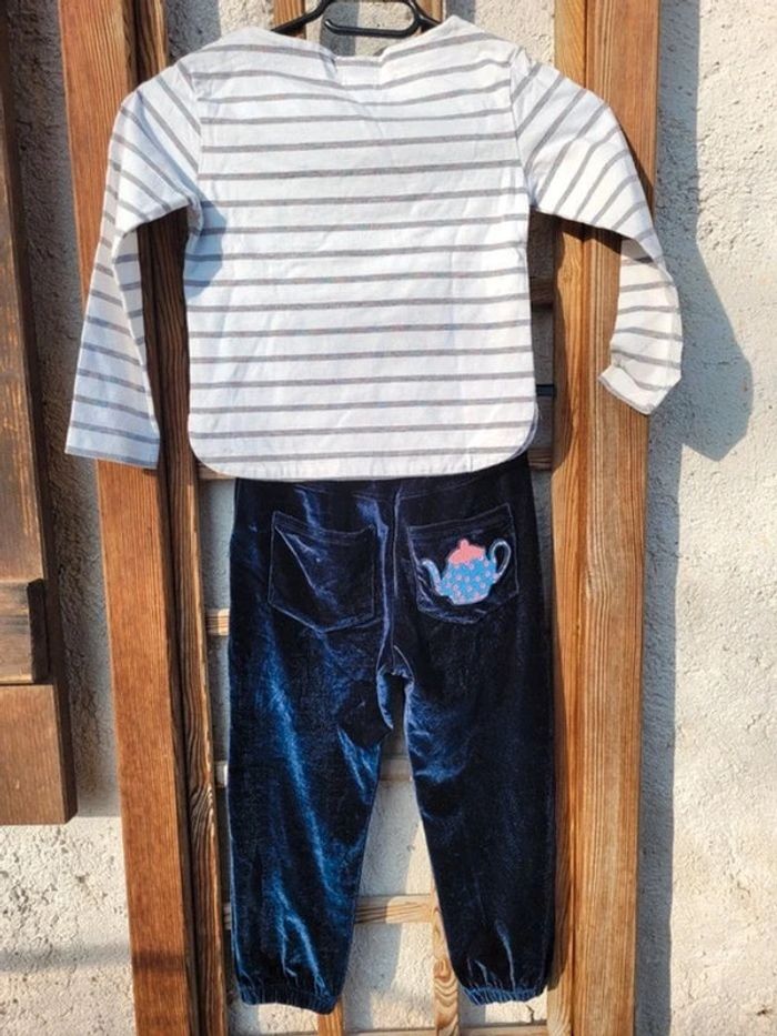 Ensemble billieblush velours bleu nuit 🕰 pantalon jogging et haut manches longues 6 ans - photo numéro 3