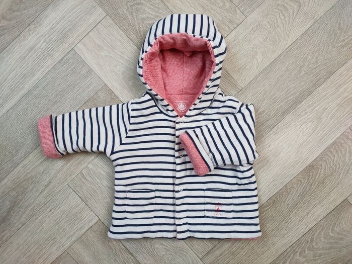 Gilet veste réversible rayée Petit Bateau 3 mois unisexe