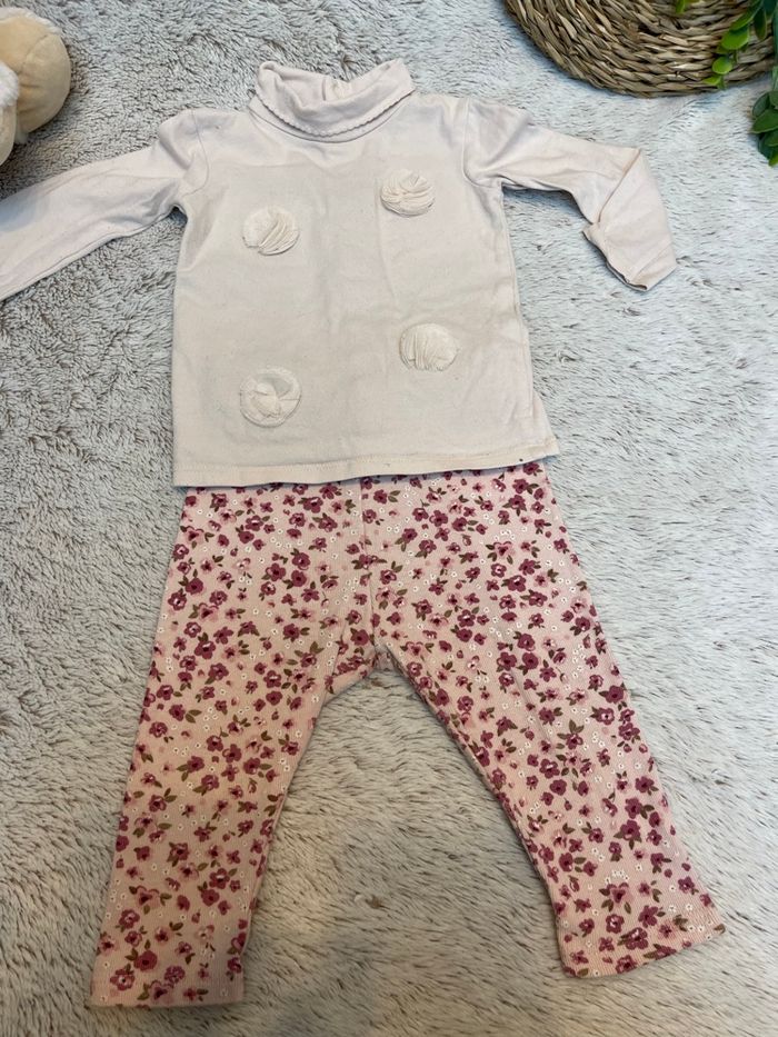 Ensemble legging fleuris et sous pull rose - Kiabi - photo numéro 2