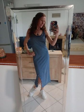 Robe 38 bleue type marinière c71