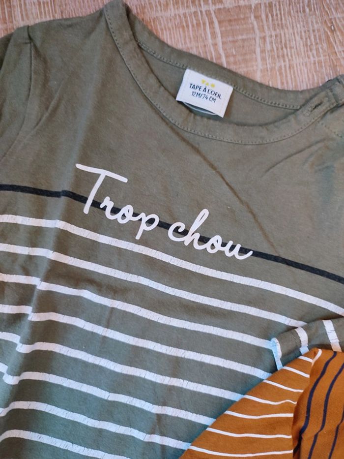 2 t-shirt manches longues 12 mois - photo numéro 3