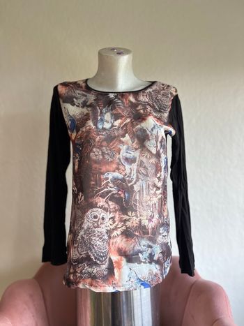 T-shirt French Collection imprimé forêt et animaux – Taille S (36) 🦉