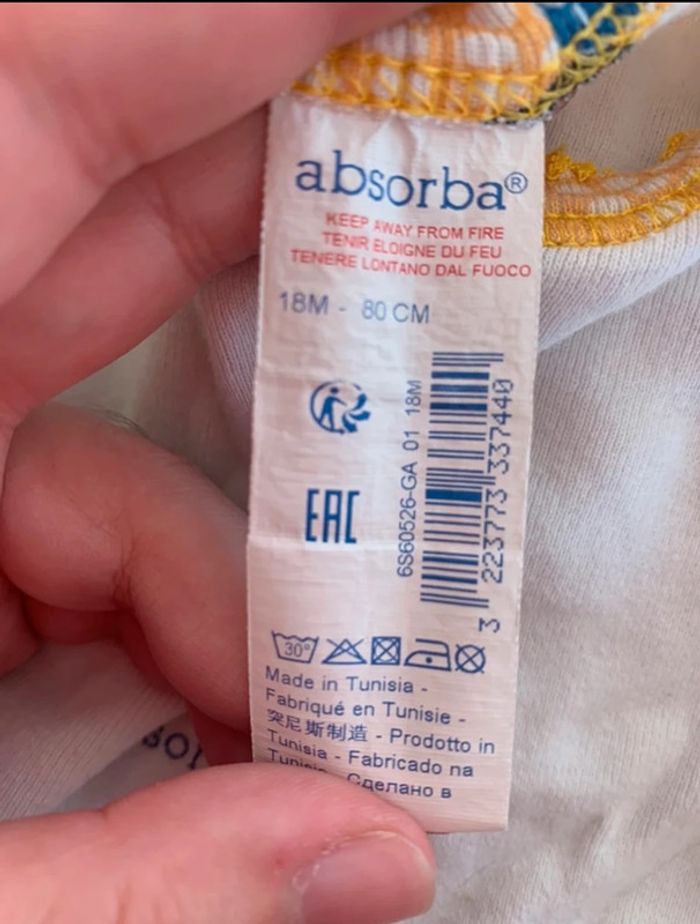 Lot de 2 body Absorba 18 mois - 80 cm - photo numéro 5