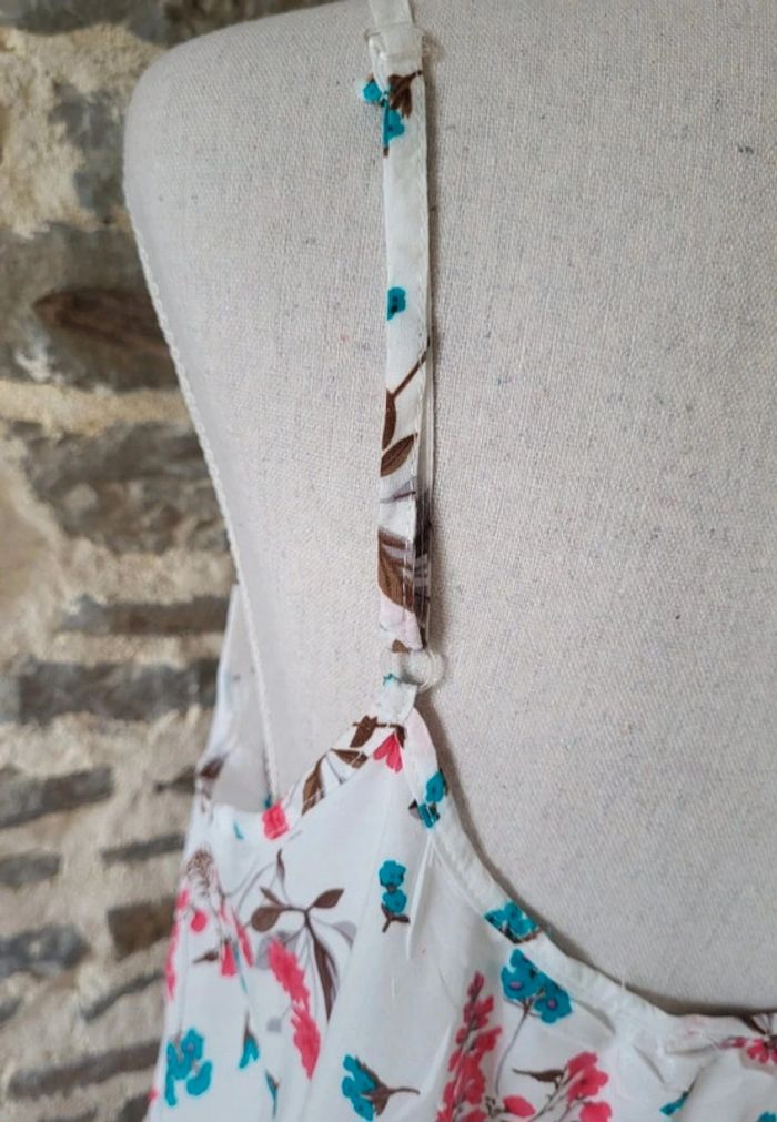 Robe d'été fleurie bleue rose beige sur fond blanc Z-One Taille L/XL ou 40 - photo numéro 5