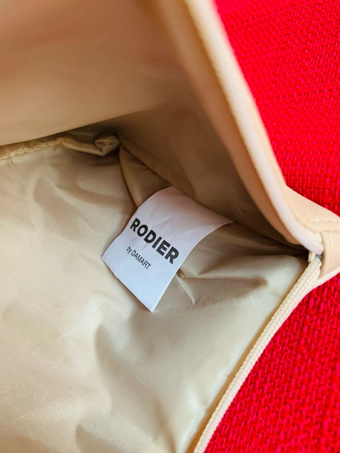 Trousse pochette beige ecru avec pompon Rodier Damart - photo numéro 4