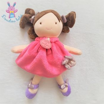 Poupée brune Demoiselle Pretty robe rose Doudou et Compagnie