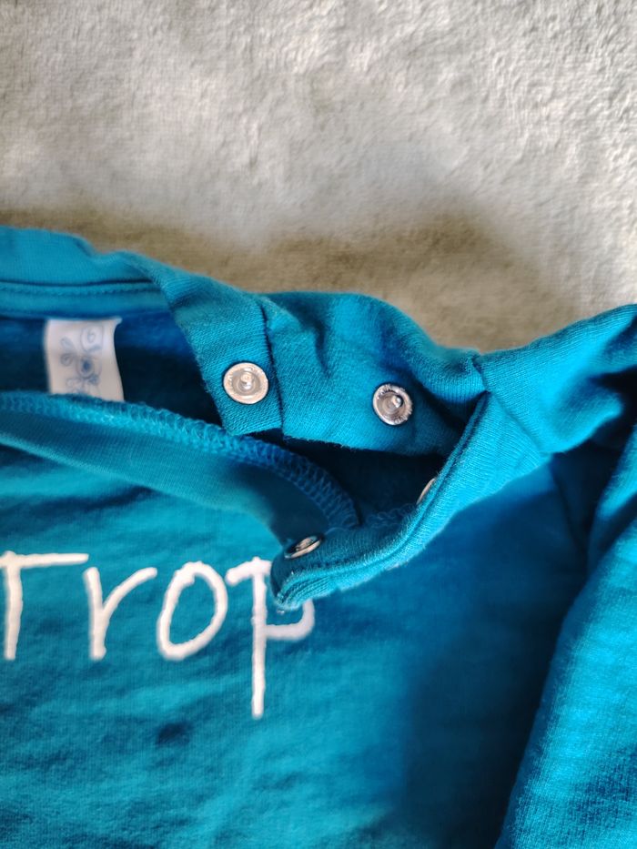 Sweat bleu turquoise 6 mois - photo numéro 3