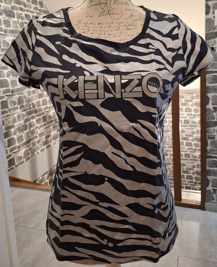 Tee-shirt Kenzo Kids noir zébré argenté