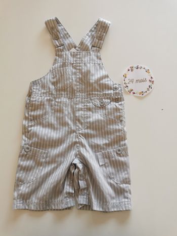 Salopette bébé légère grise à rayure blanche 24 mois dirkje neuf avec étiquette