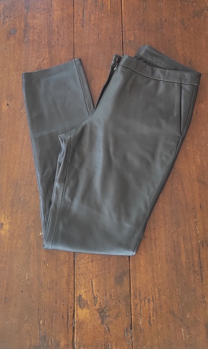 Pantalon droit La Redoute Cuir véritable noir 42/44