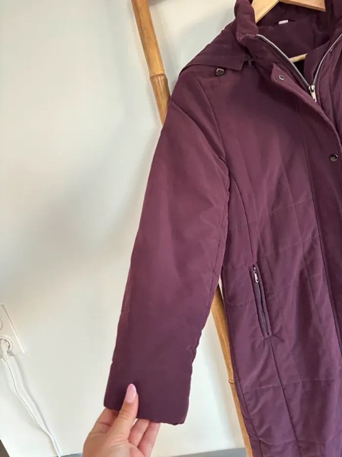 Manteau long aubergine prune taille 38 / M - photo numéro 2