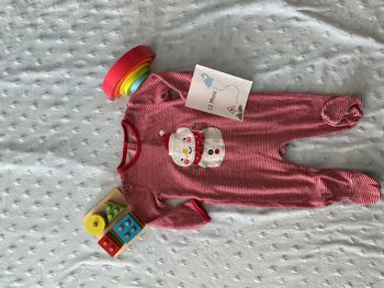 pyjama grenouillère en velours rayé rouge et orange 12 mois sergent major