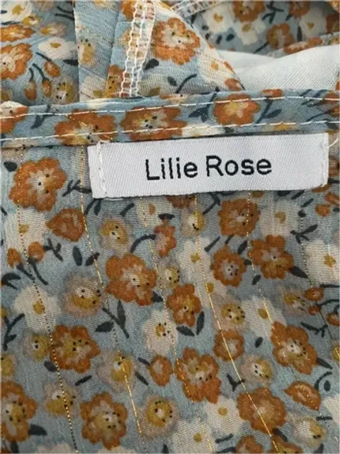 Blouse volants fleurie bleu et jaune Lily Rose - photo numéro 6