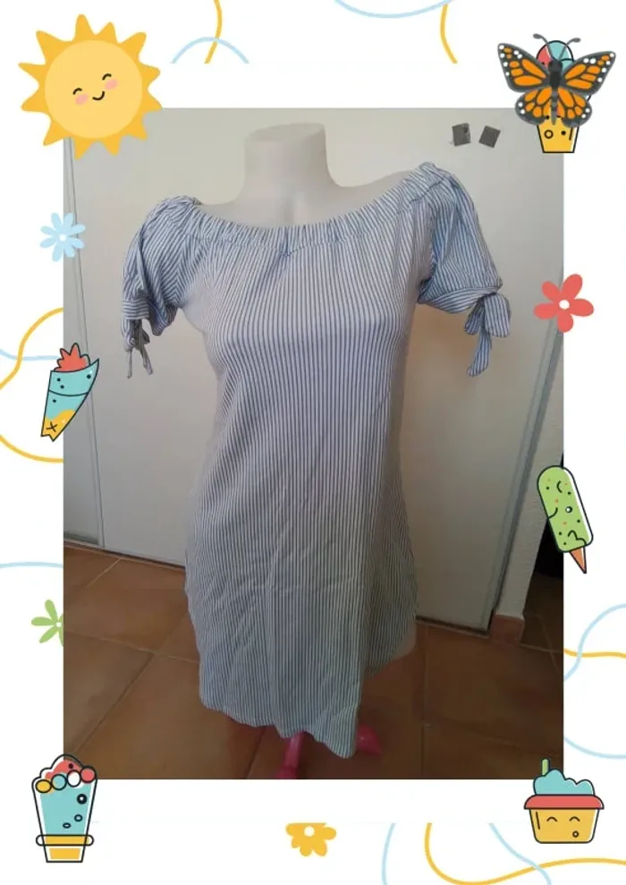 Robe rayé bleu et blanc - photo numéro 2