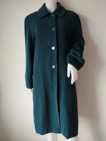 Manteau long Vintage Damart bleu pétrole taille 44 80%l laine