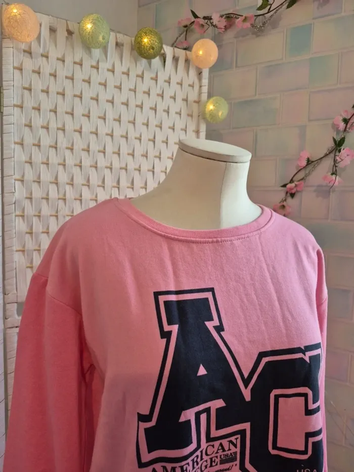 💕Jolie Sweat Long Rose Femme TL / 40 American College 💕 - photo numéro 6