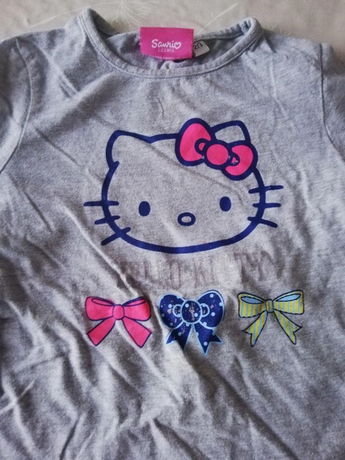 Tee shirt gris manches longues 2/3 ans Hello Kitty - photo numéro 2