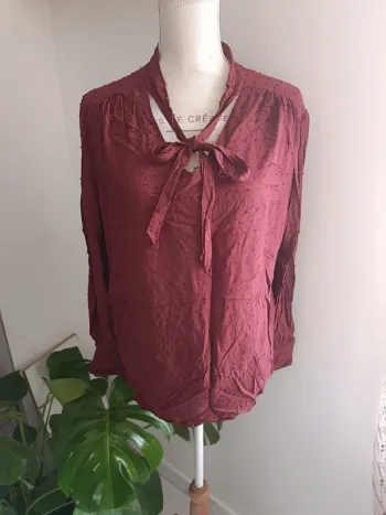 🎀 magnifique blouse bordeaux taille 48 c&a🎀