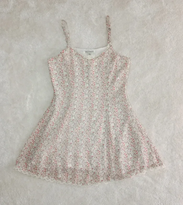 Robe courte Lucca couture XS légère fluide blanc crème fleuri - photo numéro 2