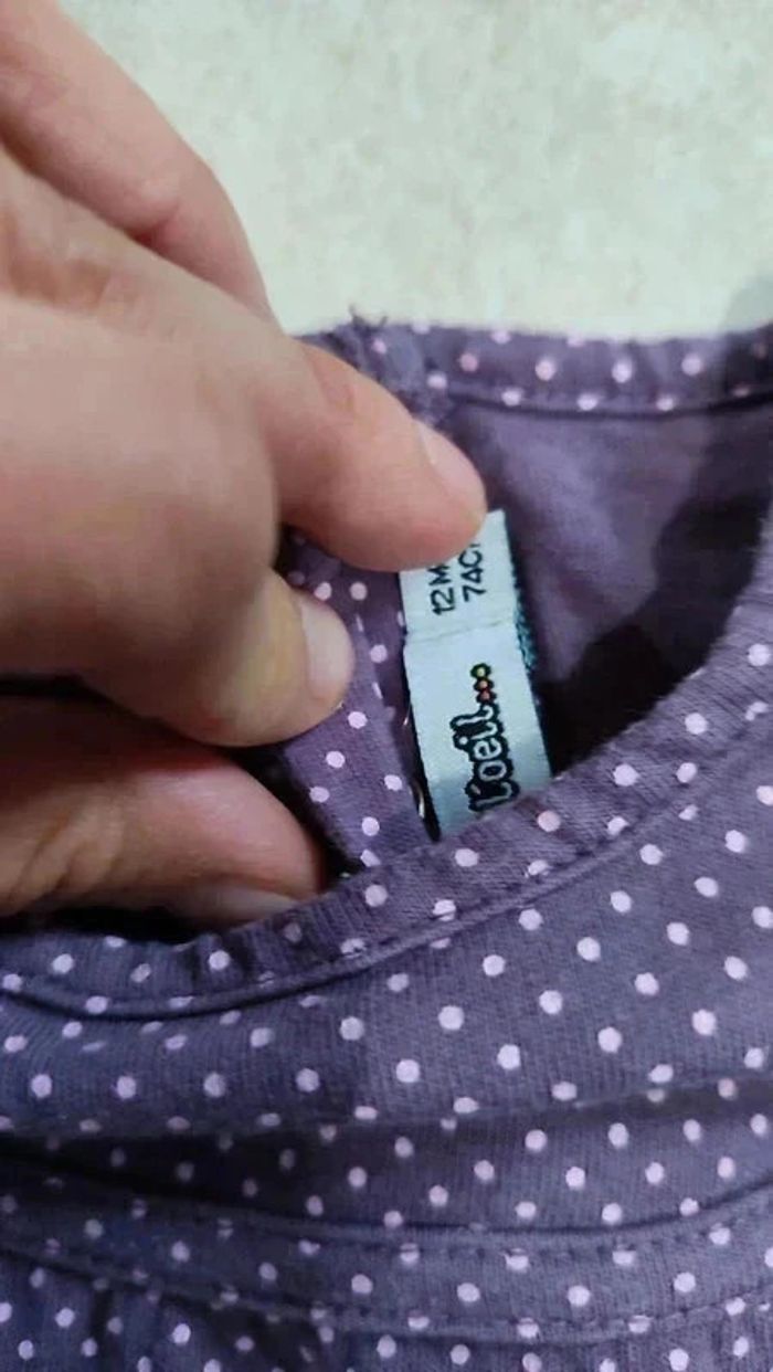 Beau Tee-shirt manches longues coton 12 mois tape à l'oeil - photo numéro 3