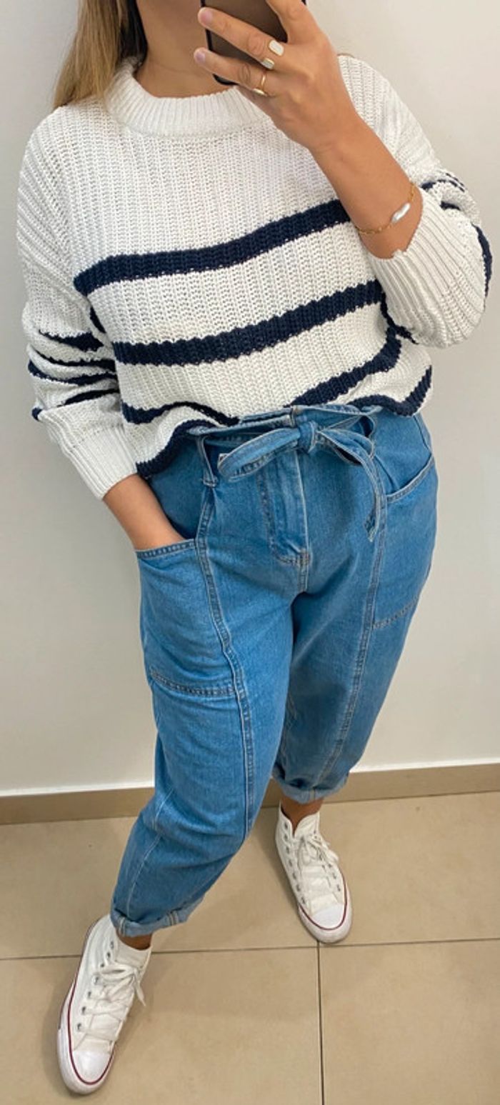 Superbe Pull Ample Bicolore Taille L - photo numéro 4