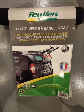Porte-vélos à sangles S3V pour hayon - 3 vélos - Feu Vert